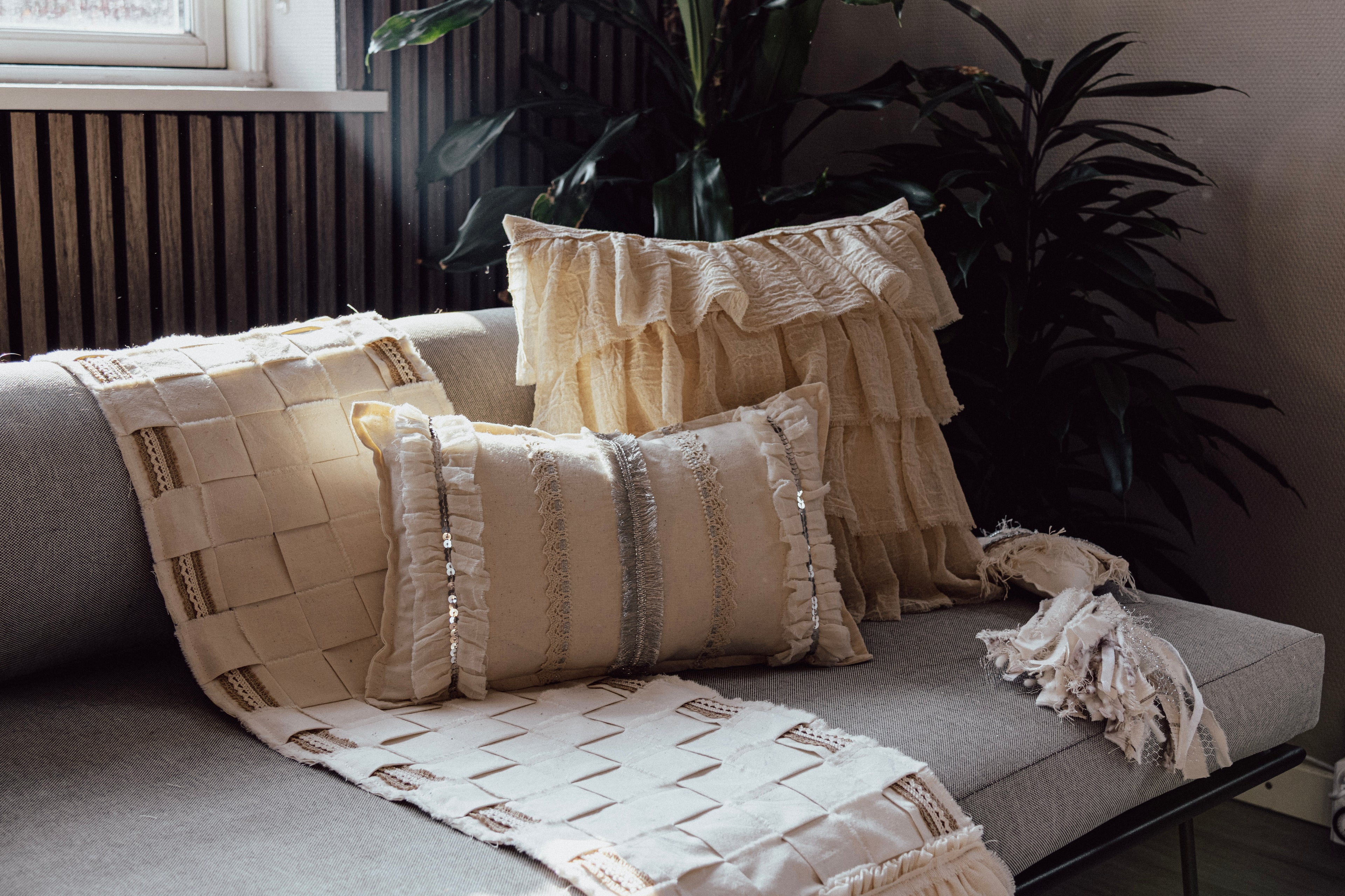 Silver Fringe Cushion